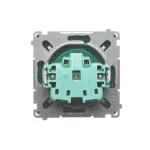 Simon Basic WMUW-53111x-Z021 Gniazdo wtyczkowe z uziemieniem, z przesł. torów prądowych, bryzgoszczelne IP44 (moduł) 16A, 250V~, zaciski śrubowe, klapka transp.; zielone