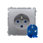 Simon Basic WMUW-01111x-J011 Gniazdo wtyczkowe DATA z uziemieniem i kluczem uprawniającym (moduł) 16A, 250V~, zaciski śrubowe; stal inox