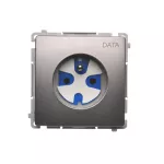 Simon Basic WMUW-01111x-J011 Gniazdo wtyczkowe DATA z uziemieniem i kluczem uprawniającym (moduł) 16A, 250V~, zaciski śrubowe; stal inox