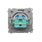 Simon Basic WMUW-01111x-J011 Gniazdo wtyczkowe DATA z uziemieniem i kluczem uprawniającym (moduł) 16A, 250V~, zaciski śrubowe; stal inox