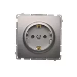 Simon Basic WMUW-02110x-J011 Gniazdo wtyczkowe z uziemieniem Schuko (moduł) 16A, 250V~, zaciski śrubowe; stal inox