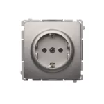 Simon Basic WMUW-02110x-H011 Gniazdo wtyczkowe z uziemieniem Schuko (moduł) 16A, 250V~, zaciski śrubowe; satynowy