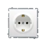 Simon Basic WMUW-02111x-1011 Gniazdo wtyczkowe z uziemieniem Schuko (moduł) z przesłonami torów prądowych,16A, 250V~, zaciski śrubowe; biały