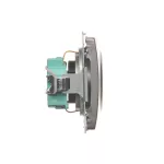 Simon Basic WMUW-02111x-J011 Gniazdo wtyczkowe z uziemieniem Schuko (moduł) z przesłonami torów prądowych,16A, 250V~, zaciski śrubowe; stal inox