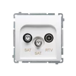Simon Basic WMUA-03019z-1011 Gniazdo antenowe satelitarne podwójne końcowe SAT-SAT-RTV, (moduł). 2xwejście: SAT: 5–2400 MHz, RTV: 5–862 MHz; biały