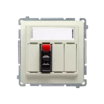 Simon Basic WMUG-01000x-9011 Gniazdo głośnikowe 1-krotne z polem opisowym (moduł). Przekrój przew. dla wejścia i wyjścia 2,5 mm2. Mocowanie na łapki i wkręty; beż