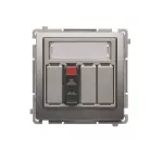 Simon Basic WMUG-01000x-H011 Gniazdo głośnikowe 1-krotne z polem opisowym (moduł). Przekrój przew. dla wejścia i wyjścia 2,5 mm2. Mocowanie na łapki i wkręty; satynowy