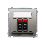 Simon Basic WMUG-02000x-H011 Gniazdo głośnikowe 2-krotne z polem opisowym (moduł). Przekrój przew.dla wejścia i wyjścia 2,5 mm2. Mocowanie na łapki i wkręty; satynowy