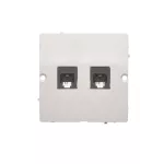Simon Basic WMUT-0320x2-1011 Gniazdo telefoniczne RJ11 podwójne (moduł). Montaż gniazda na wkręty do puszki; biały