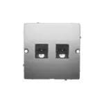 Simon Basic WMUT-0320x2-H011 Gniazdo telefoniczne RJ11 podwójne (moduł). Montaż gniazda na wkręty do puszki; satynowy