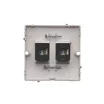 Simon Basic WMUK-0520F2-J011 Gniazdo komputerowe RJ45 podwójne kategoria 5e (moduł). Montaż gniazda na wkręty do puszki; stal inox