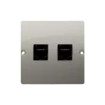 Simon Basic WMUK-0520F2-H011 Gniazdo komputerowe RJ45 podwójne kategoria 5e (moduł). Montaż gniazda na wkręty do puszki; satynowy