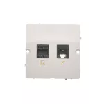 Simon Basic WMUM-0500F2-1011 Gniazdo komputerowe RJ45 kat.5e + telefoniczne RJ11 (moduł). Montaż gniazda na wkręty do puszki; biały