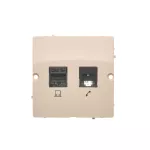 Simon Basic WMUM-0500F2-9011 Gniazdo komputerowe RJ45 kat.5e + telefoniczne RJ11 (moduł). Montaż gniazda na wkręty do puszki; beż