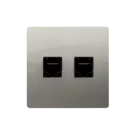 Simon Basic WMUM-0500F2-H011 Gniazdo komputerowe RJ45 kat.5e + telefoniczne RJ11 (moduł). Montaż gniazda na wkręty do puszki; satynowy