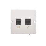 Simon Basic WMUM-0500x2-1011 Gniazdo komputerowe RJ45 kat.5e + telefoniczne RJ12 (moduł). Montaż gniazda na wkręty do puszki; biały