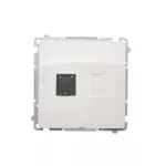 Simon Basic WMUK-0610xx-1011 Gniazdo komputerowe RJ45, kategoria 6, pojedyncze z przesłoną przeciwkurzową (moduł). Montaż na łapki lub wkręty; biały