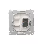 Simon Basic WMUK-0610xx-1011 Gniazdo komputerowe RJ45, kategoria 6, pojedyncze z przesłoną przeciwkurzową (moduł). Montaż na łapki lub wkręty; biały