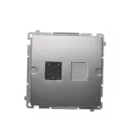 Simon Basic WMUK-0610xx-H011 Gniazdo komputerowe RJ45, kategoria 6, pojedyncze z przesłoną przeciwkurzową (moduł). Montaż na łapki lub wkręty; satynowy