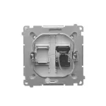 Simon Basic WMUK-0610xx-H011 Gniazdo komputerowe RJ45, kategoria 6, pojedyncze z przesłoną przeciwkurzową (moduł). Montaż na łapki lub wkręty; satynowy