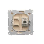 Simon Basic WMUK-0630xx-9011 Gniazdo komputerowe RJ45, kategoria 6, pojedyncze ekranowane z przesłoną przeciwkurzową (moduł). Montaż na łapki lub wkręty; beż