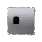 Simon Basic WMUK-0630xx-J011 Gniazdo komputerowe RJ45, kategoria 6, pojedyncze ekranowane z przesłoną przeciwkurzową (moduł). Montaż na łapki lub wkręty; stal inox