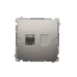 Simon Basic WMUK-0630xx-H011 Gniazdo komputerowe RJ45, kategoria 6, pojedyncze ekranowane z przesłoną przeciwkurzową (moduł). Montaż na łapki lub wkręty; satynowy