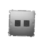 Simon Basic WMUK-0620xx-H011 Gniazdo komputerowe RJ45, kategoria 6, podwójne z przesłoną przeciwkurzową (moduł). Montaż na łapki lub wkręty; satynowy