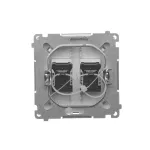 Simon Basic WMUK-0620xx-H011 Gniazdo komputerowe RJ45, kategoria 6, podwójne z przesłoną przeciwkurzową (moduł). Montaż na łapki lub wkręty; satynowy