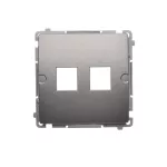 Simon Basic WMUK-P10000-J013 Pokrywa gniazd teleinformatycznych na Keystone płaska podwójna. Montaż na łapki lub wkręty; stal inox