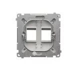 Simon Basic WMUK-P10000-J013 Pokrywa gniazd teleinformatycznych na Keystone płaska podwójna. Montaż na łapki lub wkręty; stal inox