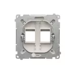 Simon Basic WMUK-P10000-H013 Pokrywa gniazd teleinformatycznych na Keystone płaska podwójna. Montaż na łapki lub wkręty; satynowy