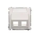Simon Basic WMUK-P2x3xx-1013 Pokrywa gniazd teleinformatycznych na Keystone skośna podwójna z polem opisowym. Montaż na łapki lub wkręty; biały