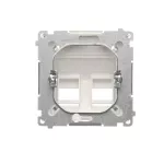 Simon Basic WMUK-P2x3xx-1013 Pokrywa gniazd teleinformatycznych na Keystone skośna podwójna z polem opisowym. Montaż na łapki lub wkręty; biały