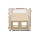 Simon Basic WMUK-P2x3xx-9013 Pokrywa gniazd teleinformatycznych na Keystone skośna podwójna z polem opisowym. Montaż na łapki lub wkręty; beż