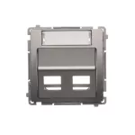 Simon Basic WMUK-P2x3xx-J013 Pokrywa gniazd teleinformatycznych na Keystone skośna podwójna z polem opisowym. Montaż na łapki lub wkręty; stal inox