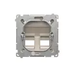 Simon Basic WMUK-P2x3xx-H013 Pokrywa gniazd teleinformatycznych na Keystone skośna podwójna z polem opisowym. Montaż na łapki lub wkręty; satynowy