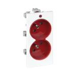 Simon Connect TSC-S2-6-9 Gniazdo podwójne CIMA z uziemieniem 2x230V~ 16A, dwukolorowe; czerwony/czysta biel