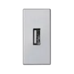 Simon Connect TSC-K128B-8 Płytka K45/2 złącza USB typ A żeńskie 22,5x45mm + gniazdo; zaciski śrubowe; aluminium