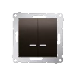 Simon 54 WMDL-551xxx-046 Łącznik świecznikowy z podświetleniem LED i do wersji IP44 (moduł) 10AX, 250V~, szybkozłącza; brąz mat Posiada wkładkę DU1W