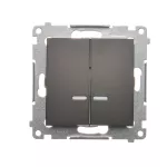 Simon 54 WMDL-551xxx-046 Łącznik świecznikowy z podświetleniem LED i do wersji IP44 (moduł) 10AX, 250V~, szybkozłącza; brąz mat Posiada wkładkę DU1W