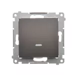 Simon 54 WMDL-011xP2-046 Przycisk pojedynczy zwierny z podświetleniem LED bez piktogramu (moduł) 16AX, 250V~, zaciski śrubowe; brąz mat