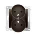 Simon 54 WMDW-00210M-046 Gniazdo wtyczkowe podwójne z uziemieniem z przesłonami (moduł) 16A, 250V~, zaciski śrubowe; brąz mat