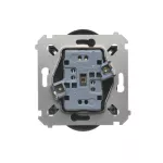 Simon 54 WMDW-00210M-046 Gniazdo wtyczkowe podwójne z uziemieniem z przesłonami (moduł) 16A, 250V~, zaciski śrubowe; brąz mat