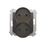 Simon 54 WMDW-00200M-046 Gniazdo wtyczkowe bez uziemienia z przesłonami podwójne (moduł) 16A, 250V~, zaciski śrubowe; brąz mat Do ramek S54 PREMIUM