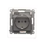 Simon 54 WMDW-521111-011 Gniazdo Schuko do wersji IP44 z przesłonami z uszczelką ramki (moduł) 16A, 250V~, zaciski śrubowe, klapka transparentna; biały