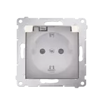 Simon 54 WMDW-521111-041 Gniazdo Schuko do wersji IP44 z przesłonami z uszczelką ramki (moduł) 16A, 250V~, zaciski śrubowe, klapka transparentna; kremowy