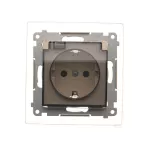 Simon 54 WMDW-521111-041 Gniazdo Schuko do wersji IP44 z przesłonami z uszczelką ramki (moduł) 16A, 250V~, zaciski śrubowe, klapka transparentna; kremowy