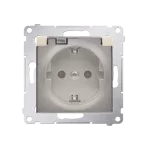 Simon 54 WMDW-521111-044 Gniazdo Schuko do wersji IP44 z przesłonami z uszczelką ramki (moduł) 16A, 250V~, zaciski śrubowe, klapka transparentna; złoty mat