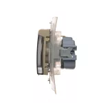 Simon 54 WMDW-521111-044 Gniazdo Schuko do wersji IP44 z przesłonami z uszczelką ramki (moduł) 16A, 250V~, zaciski śrubowe, klapka transparentna; złoty mat